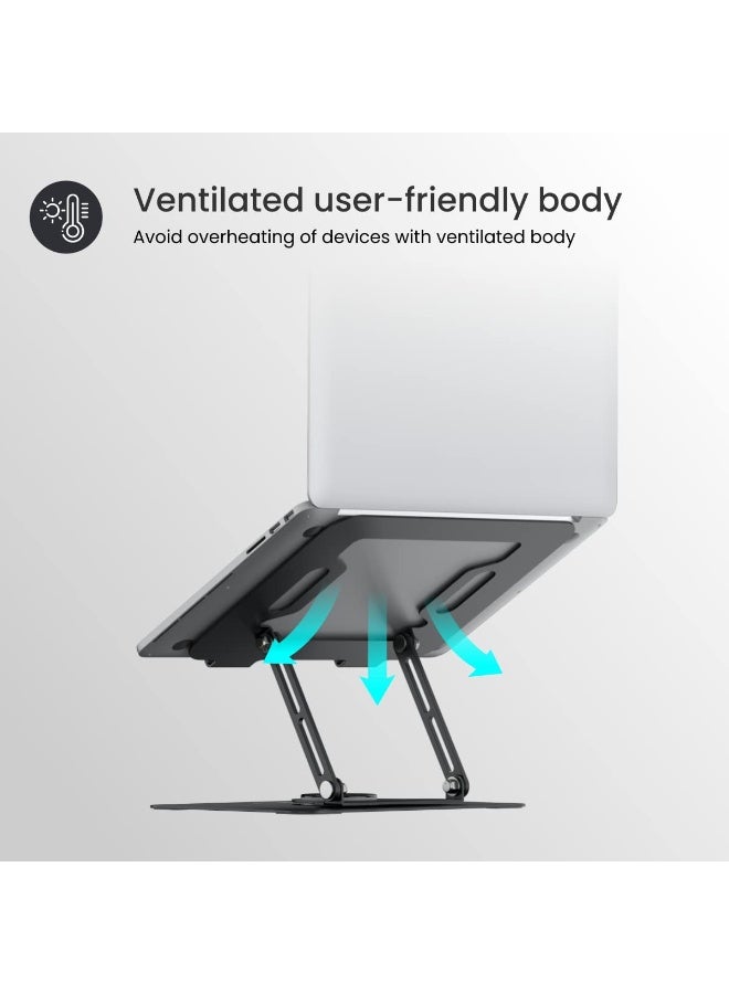 بورترونيكس Portronics My Buddy K9 - Portable Laptop Stand - Adjustable Elevation Levels - Ventilated Anti-Slip Design - 360-degree Rotating Base(Black) - Image 3